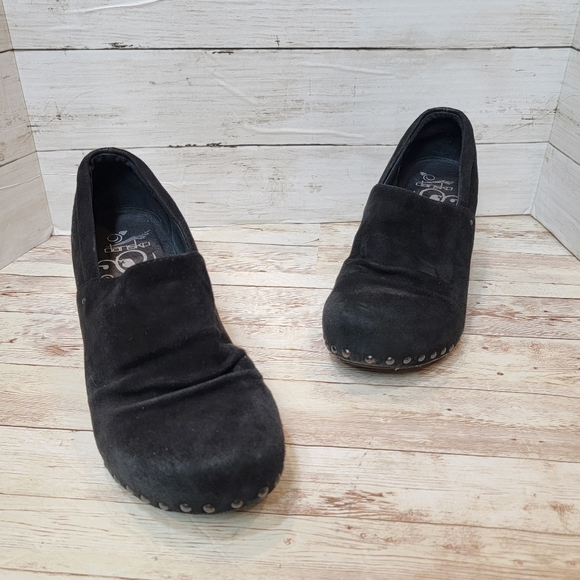 Dansko Nori black suede studded clog heels - Picture 11 of 13